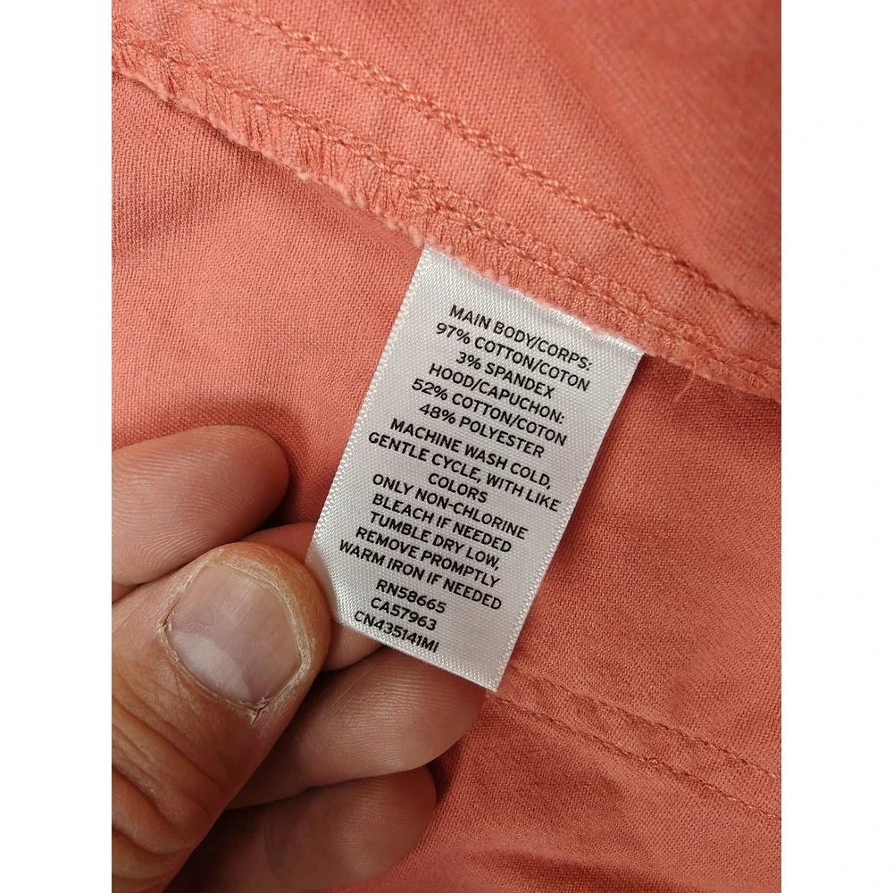 Caslon Jacket Womens XL Pink Hooded‎ Anorak Utility Twill Drawstring Pockets
